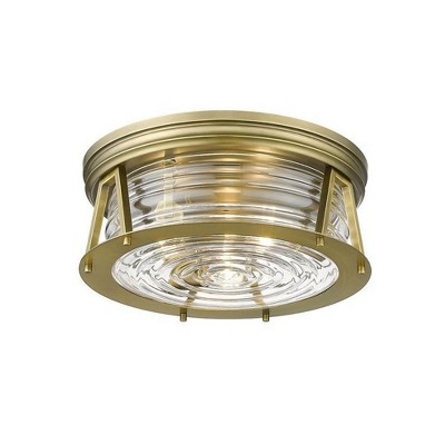 Rubbed Brass and Clear Glass 16" Flush Mount Ceiling Light