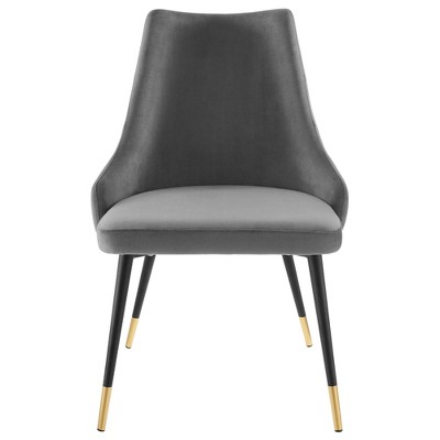 Gray Velvet Upholstered Side Chair with Metal Legs