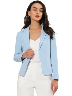 INSPIRE CHIC Women's Open Front Office Long Sleeve Lightweight Printed Floral Crop Suit Blazer