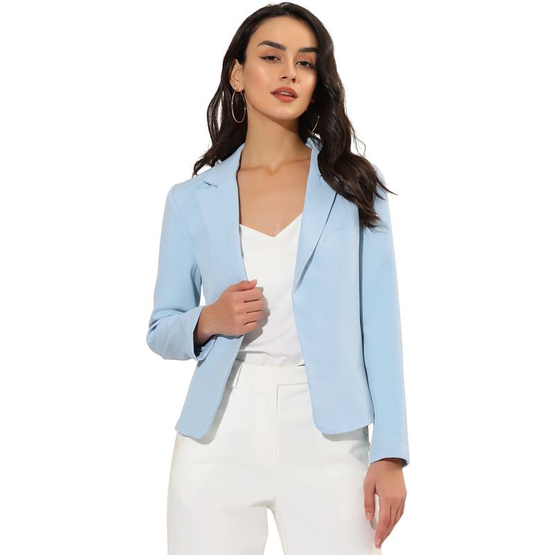 Allegra K Women's Open Front Office Work Crop Long Sleeve Suit Blazer, 1 of 7