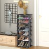 Tangkula 7-Tier Shoe Rack Free Standing Shelf Storage Modern Shoe Rack Organizer Brown/Black/White - 2 of 4