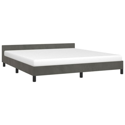 vidaXL Bed Frame with Headboard, Dark Gray, 72"x83.9" California King Velvet