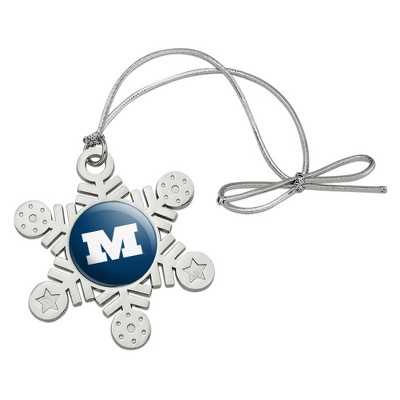 Millikin University Primary Logo Metal Snowflake Christmas Tree Holiday Ornament