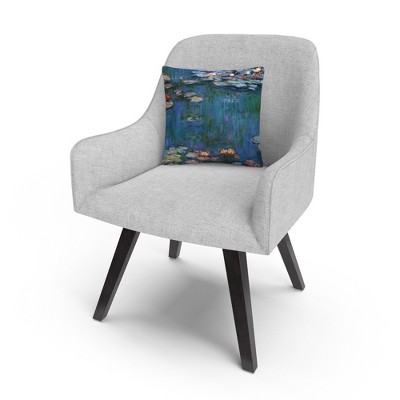 Claude Monet Waterlilies Classic Blue Microfiber Throw Pillow