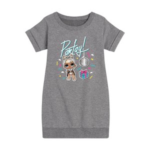 Girls' - LOL Surprise! - Partay with Kitty Queen Graphic Short Sleeve Fleece Dress - 1 of 3