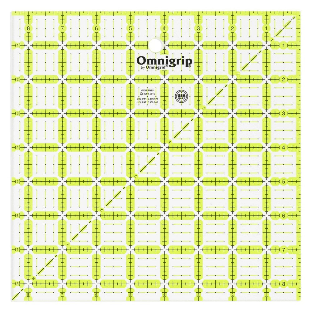 Omnigrid 8-1/5" x 8-1/5" Non-Slip Square Quilting Ruler: Sewing Tools & Quilting Supplies, 8.5" Omnigrid Rulers