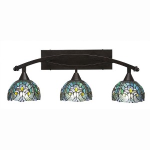 Toltec Lighting Bow 3 - Light Vanity in  Bronze with 7" Turquoise Cypress Art Glass Shade - 1 of 1