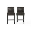 26" Bonded Leather Counter Height Barstools with Wood Frame, Set of 2 for Kitchen, Living Room, or Pub Table - 2 of 4