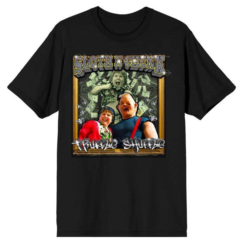 Goonies Sloth And Chunk Truffle Shuffle Men's Black T-shirt, 1 of 2