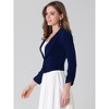 INSPIRE CHIC Women's Regular Fit Notched Lapel Ruched Sleeve Business Crop Blazer - 4 of 4
