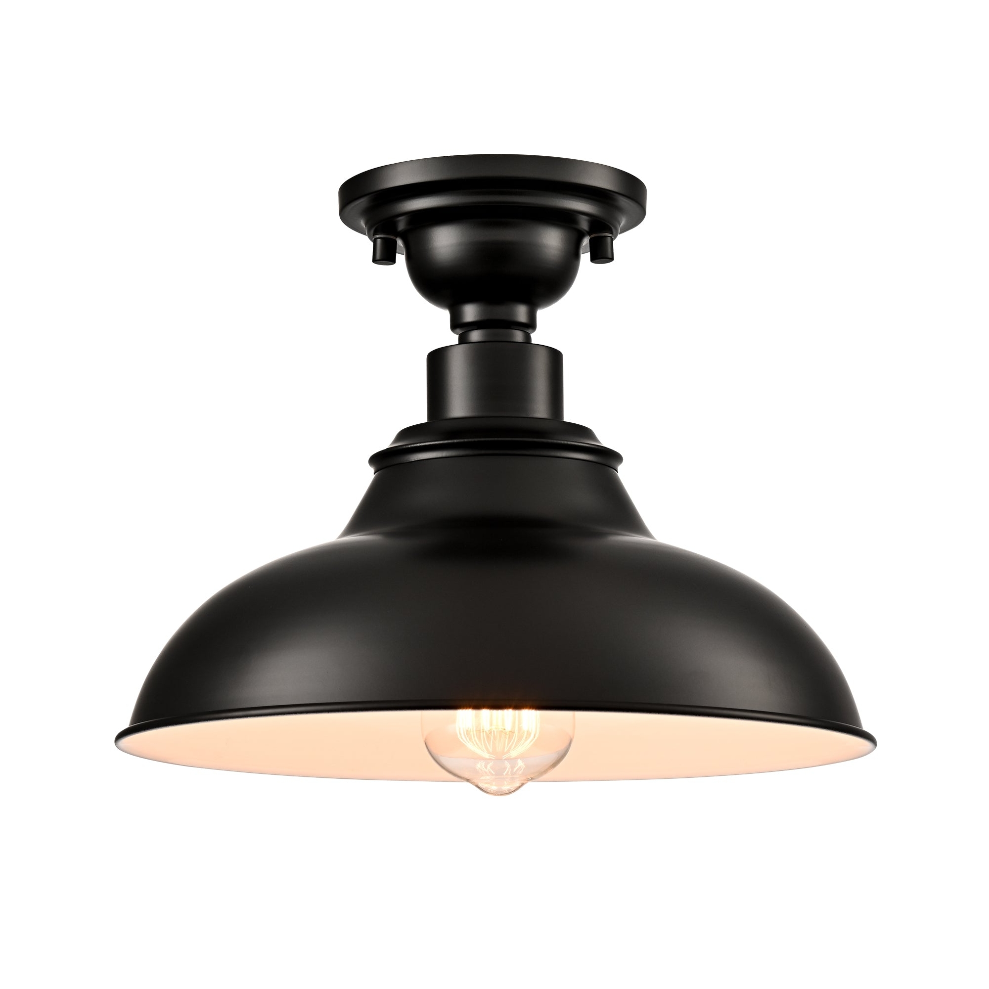 Claxy Farmhouse Ceiling Light Semigloss Black Semi Flush Ceiling Lighting