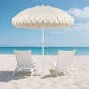 JONATHAN Y Horizon 6.5 ft. Scalloped Fringe Beach Umbrella w/ Tilt,Wind Vent,UV Protection,Carry Bag - 2 of 4
