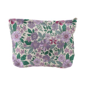 Unique Bargains Women French Retro Jacquard Makeup Bag Purple 1 Pc - 1 of 3