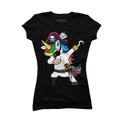 Junior's Design By Humans Dabbing Dance Pirate Unicorn Gifts Funny Halloween Costume Gift By lukesstore T-Shirt