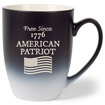 100 North United States of America 10 Ounce Black and White Two Toned Ombre, Comfortably Fits Your Hands, Ceramic Tea Coffee Cup Mug, Free Since 1776