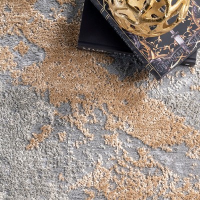 Eco-Sleek Silver Abstract 5' x 8' Synthetic Area Rug