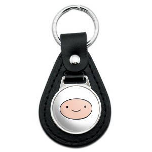 Adventure Time Finn Head Black Leather Keychain - 1 of 4