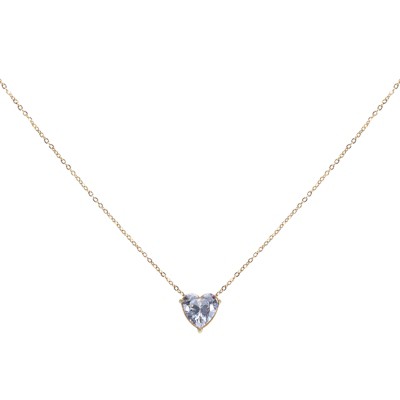 Unique Bargains Women's Birthstone Cubic Zirconia 18K Gold Plated Heart Necklace 17.7"
