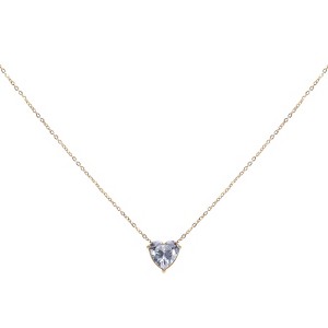 Unique Bargains Women's Birthstone Cubic Zirconia 18K Gold Plated Heart Necklace 17.7" - 1 of 4
