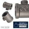 Pipe Decor 1 in. x 1 in. x 1/4 in. Black Reducing Tee - 4 of 4