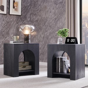 Nightstand with Charging Station, 22" Modern Night Stand with Arched Open Shelf, End Tables for Living Room Bedroom - 1 of 4