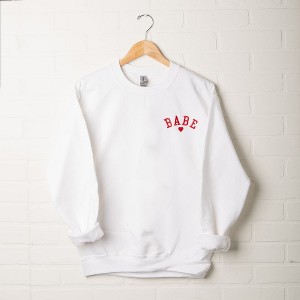 Simply Sage Market Women's Graphic Sweatshirt Embroidered Babe Heart - 1 of 1