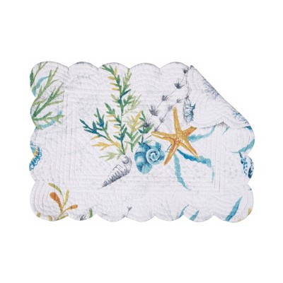 Marlowe Sound White and Blue Cotton Placemat Set of 6