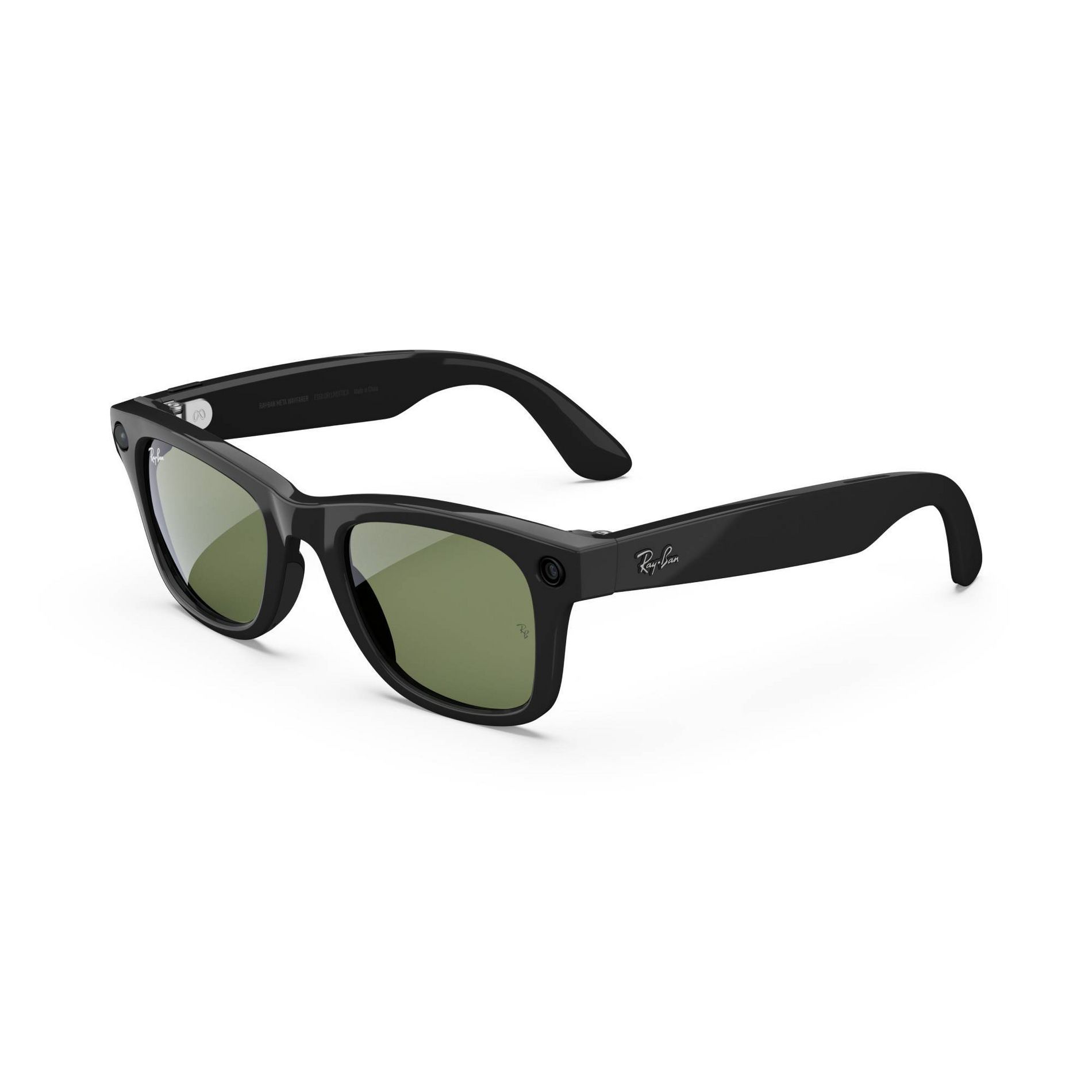 Ray-Ban Meta Wayfarer (Gen 1) Glasses - Shiny Black Frames, Green Lenses: Smart Glasses with Meta AI
