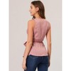 Allegra K Women's Sleeveless V Neck Tie Waist Asymmetric Hem Wrap Peplump Tops - 4 of 4