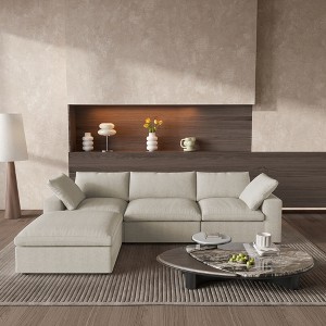 118 in Cloud Couch Line Modular Sofa Couch for Living Room,4-Piece L-Shaped Sectional Sofa Cloud Couch with Ottoman,Washable Covers - 1 of 4