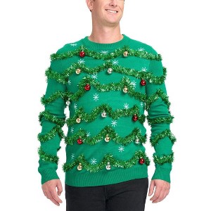 Tipsy Elves Men's Gaudy Garland Sweater - Holiday Festive Sweater - 1 of 4