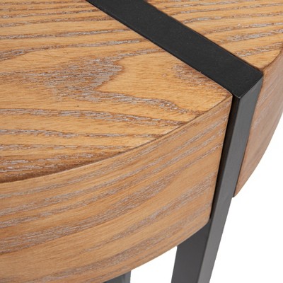 Astoria Natural Wood Console Table with Black Iron Hairpin Legs