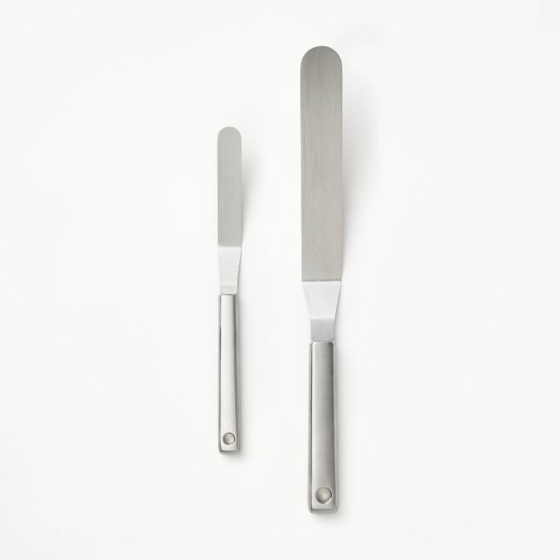 2pk Stainless Steel Icing Spatula Set Silver - Figmint&#8482;, 1 of 6