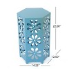 GDFStudio Kellen Outdoor 14 Inch Iron Floral Lace Cut Side Table, Matte Blue - 3 of 4