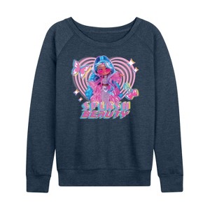 Women's - LOL Surprise! - Splash Beauty w/ Butterflies & Hearts Lightweight French Terry Wide Neck Long Sleeve Shirt - 1 of 4