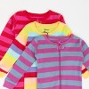Leveret Girls Cotton Baby Footed Pajamas – 3 Pack – Bright Girl Stripes Sleepers - 2 of 4