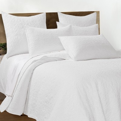 homthreads King Mandell Quilt Set White - Homthreads: Traditional Jacquard Design, Reversible Microfiber, Includes 2 King Shams — фото 2