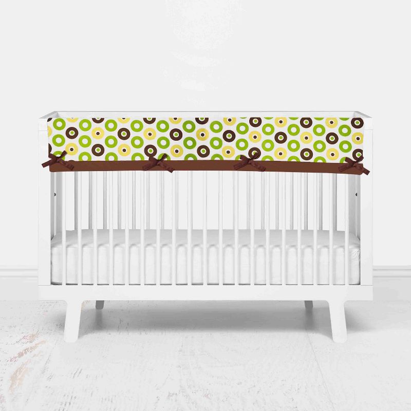 Bacati - Mod Dots Stripes Green Yellow Beige Brown 10 pc Crib Bedding Set with Long Rail Guard Cover, 3 of 12