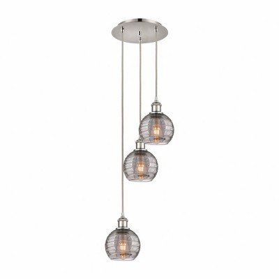 Athens Deco Swirl - 3 Light Cord Hung Multi Pendant In Industrial Style-25.13 Inches Tall and 12.38 Inches Wide