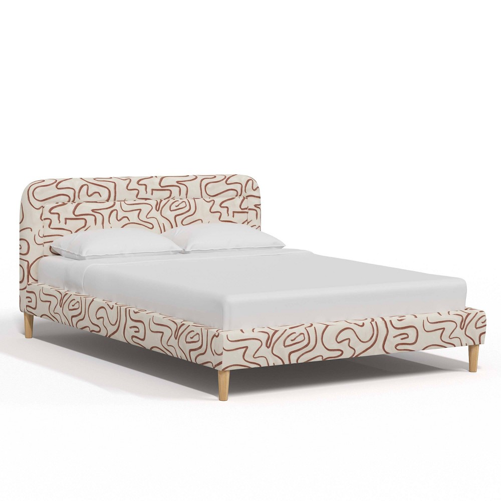 Skyline Furniture California King Griffin Bordered Upholstered Platform Bed Evelyn Rust -  87537169