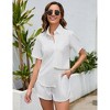Clearlove Women's 2 Piece Outfits Short Sleeve Button Down Shirts Top High Waist Shorts Set Tracksuit - 2 of 4