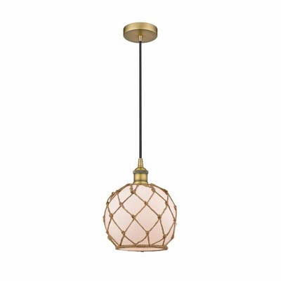 Farmhouse Rope - 1 Light Cord Hung Mini Pendant In Industrial Style-10.75 Inches Tall and 8 Inches Wide