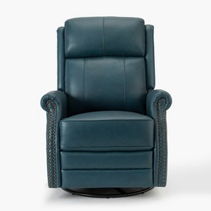 Irene 30.5" Wide Genuine Leather Manual Recliner with Rolled Arms | ARTFUL LIVING DESIGN - 1 of 4