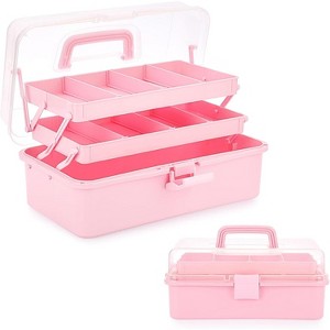 3-Layer Plastic Storage Box with Adjustable Dividers and Handle - 1 of 4
