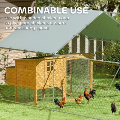 Large Galvanized Steel Chicken Coop with UV-Resistant Cover