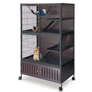 Metal Ferret Cage, 5-Level Rolling Chinchilla Cage, Small Animal Mansion with Hammock, Multi-Species Habitat for Ferret, Chinchilla, Guinea Pig, Rat - 1 of 4