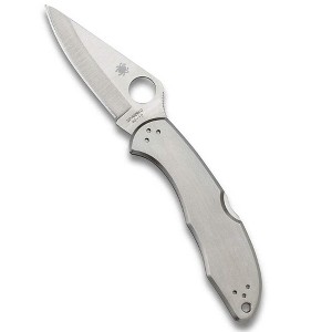 Spyderco Delica 4 Stainless Steel Folding Knife with 2.95" VG-10 Steel Blade | Personalize Your Knife with the Smooth Handle Surface - 1 of 4