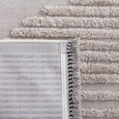Urban Gray and Light Gray Geometric Polyester Area Rug