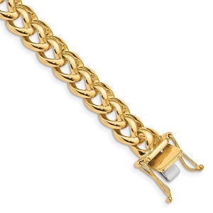 Black Bow Jewelry Men's 8.5mm 14K Yellow Gold Fancy Spiga Chain Bracelet, 8 Inch - 1 of 4