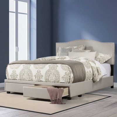 Sophisticated Fog Gray King Upholstered Bed with Storage and Nailhead Trim